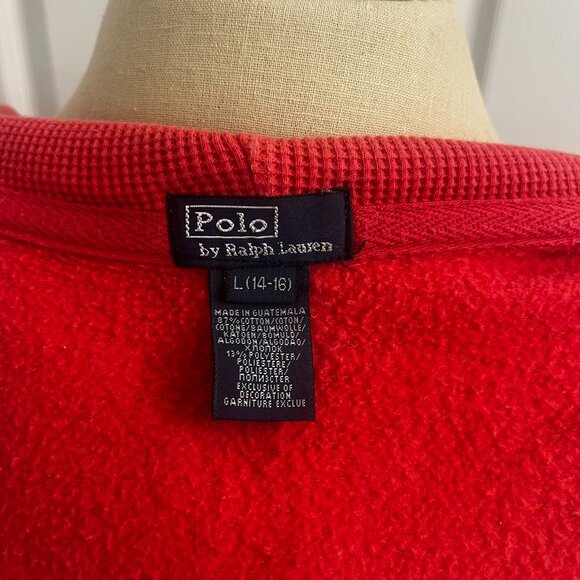 Vintage Red Polo by Ralph Lauren Children's Full Zip Hoodie Sz L(14-16) - Picture 4 of 4